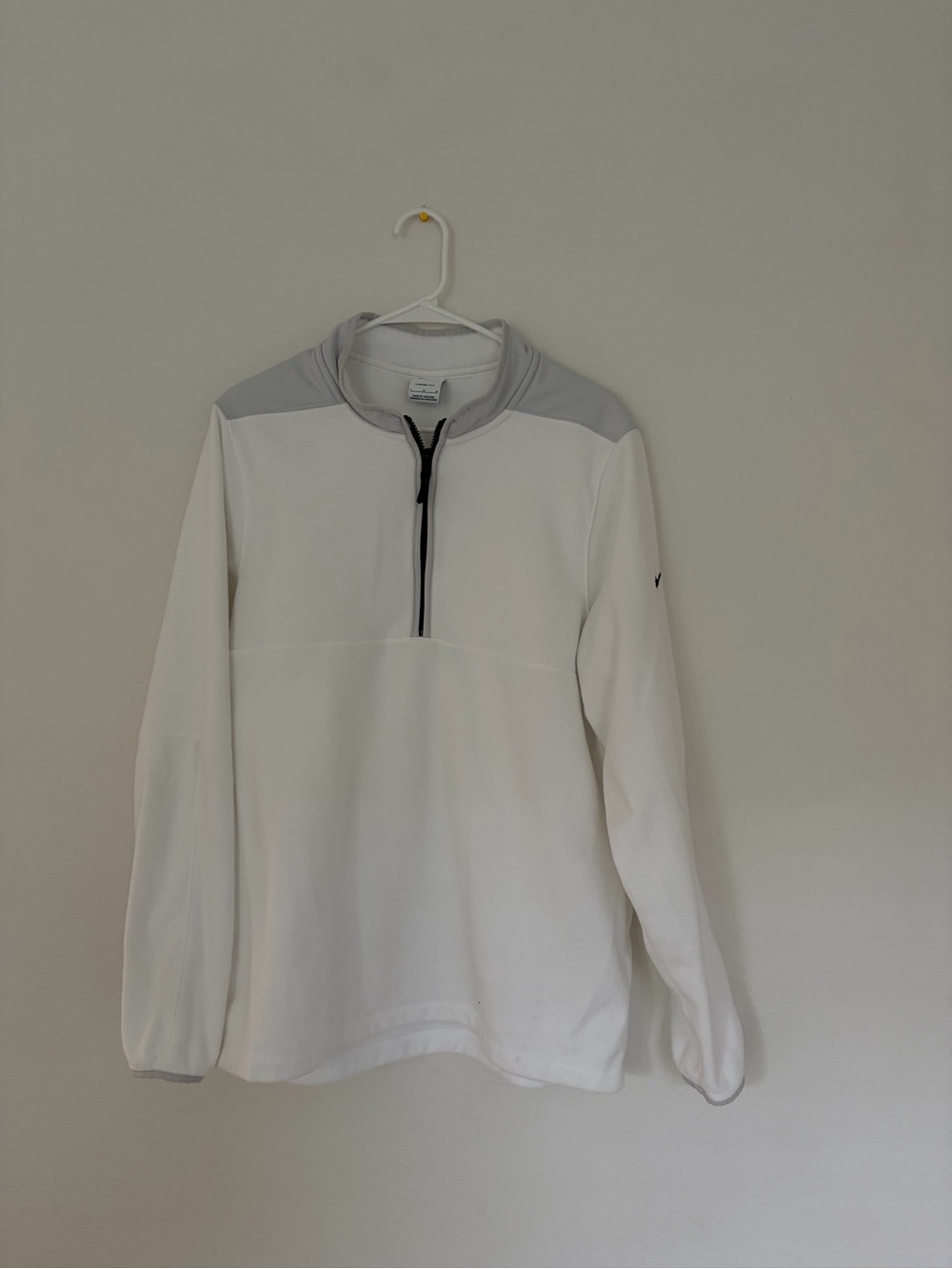 Nike White and Light Gray Men's Quarter-Zip Sweater